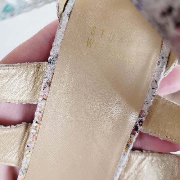 Stuart Weitzman womens rainbow snakeskin strappy high heel sandal size 8.5 - Picture 10 of 11